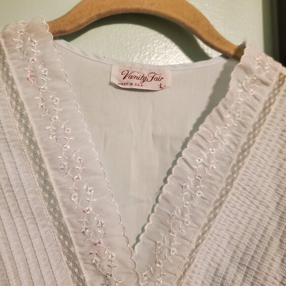 Vintage 70s Pastel Blue Babydoll Button Front Dollcore Nightgown Sleep Dress - Picture 8 of 11